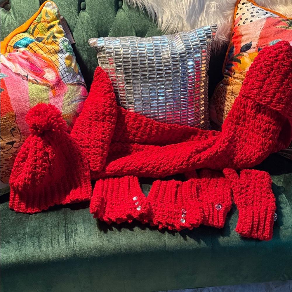 Cozy Red Knit Winter Set